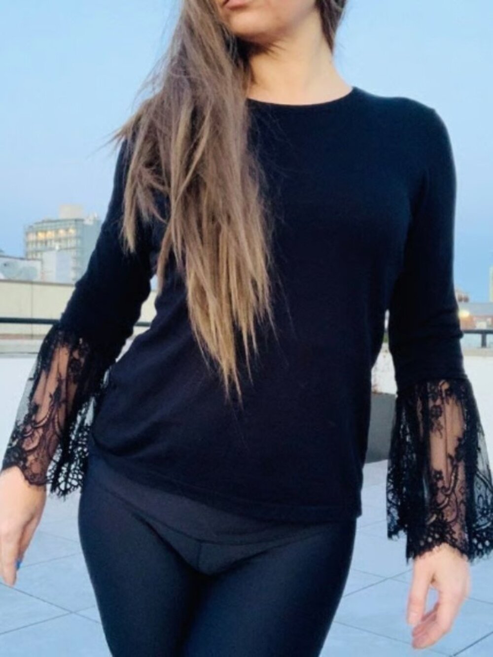 Vince Camuto Flare Lace Sleeves Sweater - Picture 7 of 12